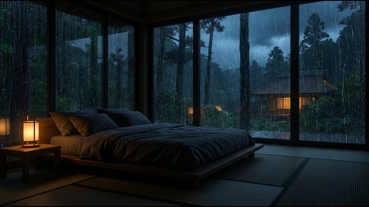 Quietest Night Rain Sounds & Felt Piano in Dark Woods House for Fast Anxiety Relief 🌙🎹