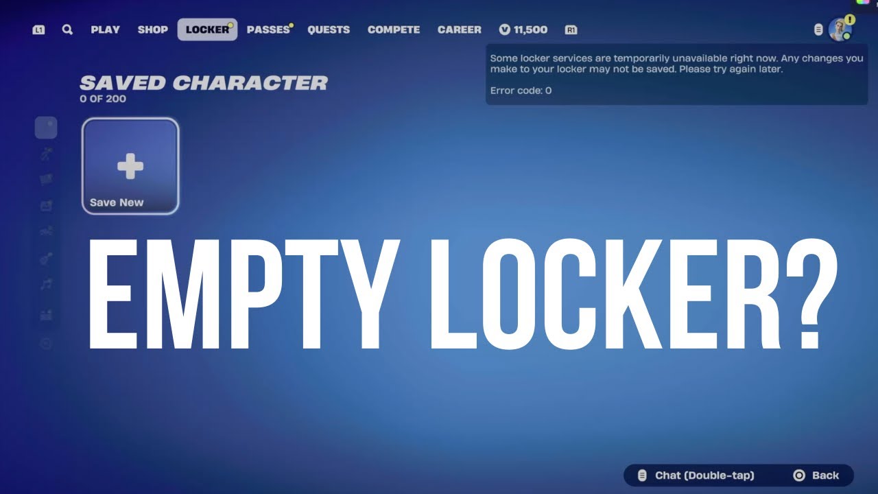 Исправление проблемы с пустым шкафчиком в Fortnite | Отсутствие всех скинов в Fortnite