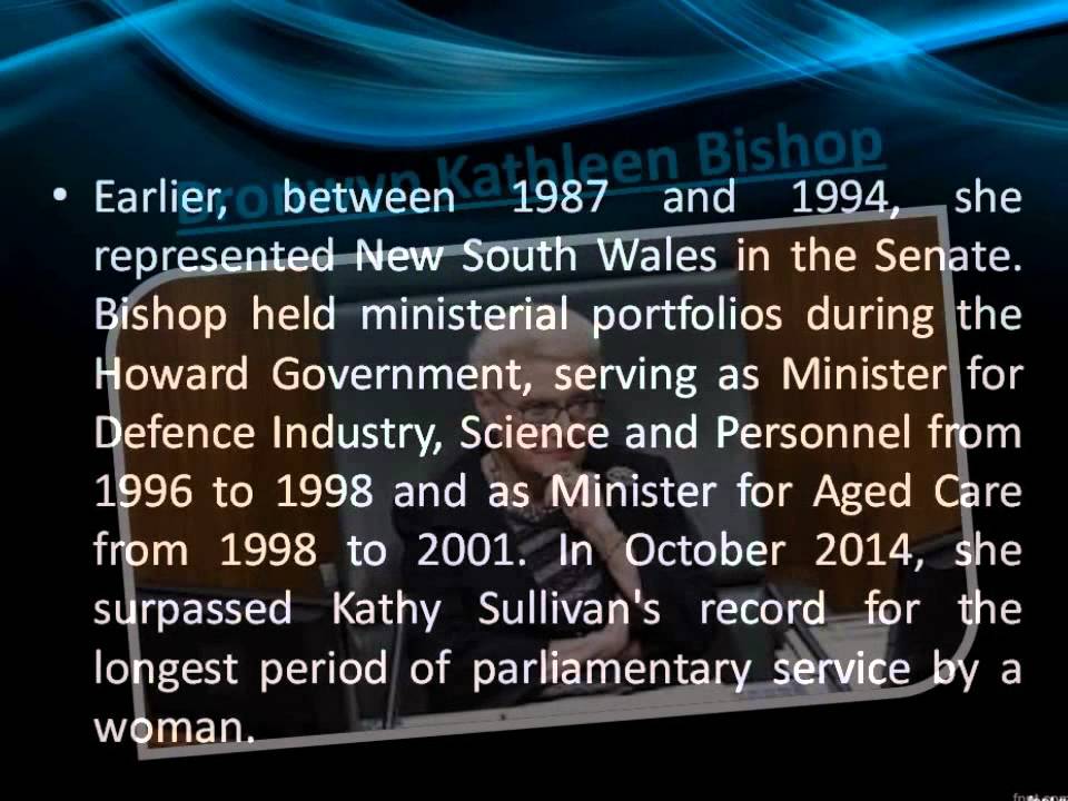 Dean Allison talking about Bronwyn Kathleen Bishop