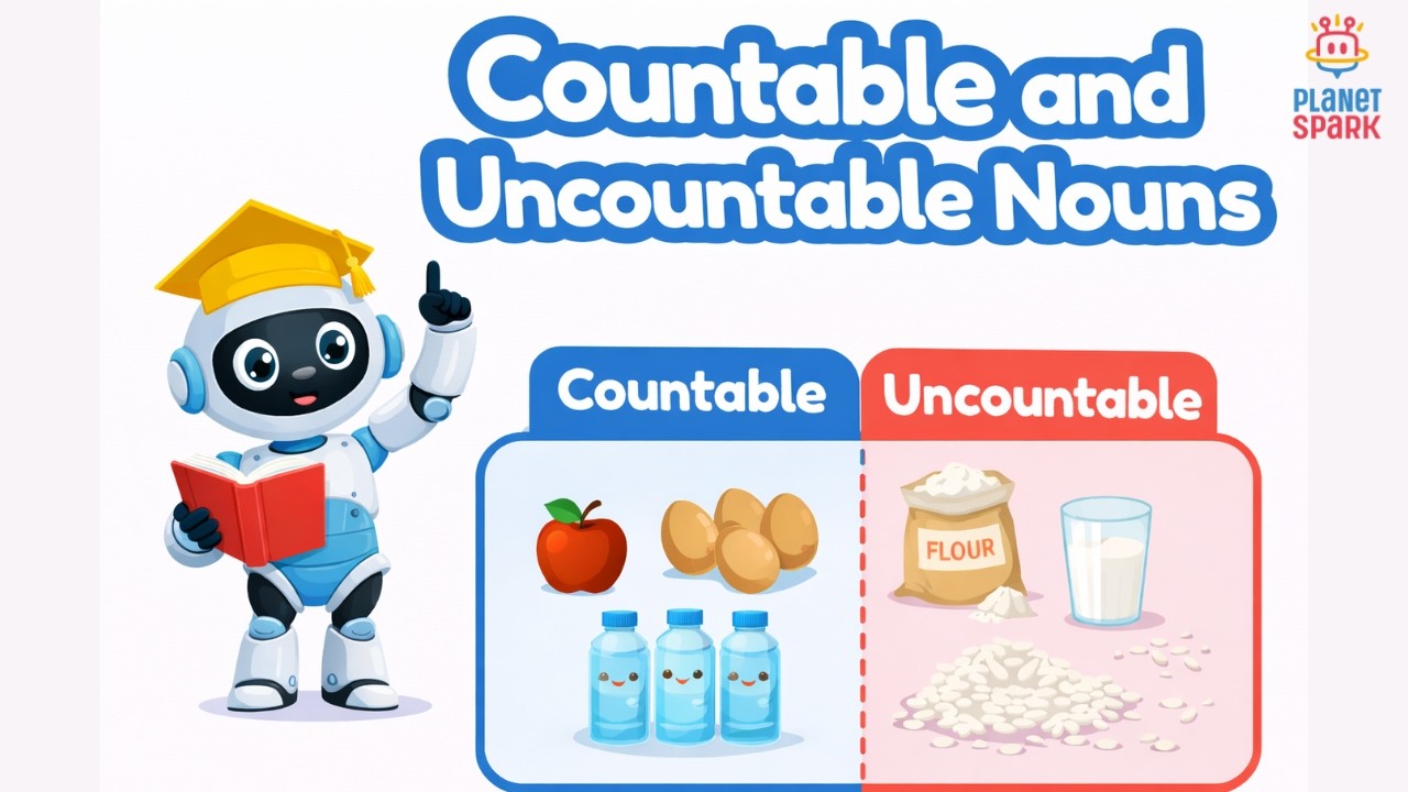 🧮 Countable vs Uncountable Nouns Made Easy! #noun #grammar #planetspark #englishgrammar