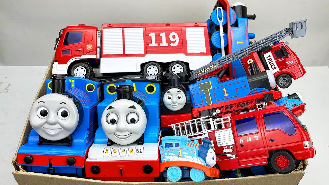 走る、落ちる〜！トーマスと消防車のミニカーが坂道走行☆緊急走行テスト！Running ! Thomas & Fire Trucks emergency slope driving test!