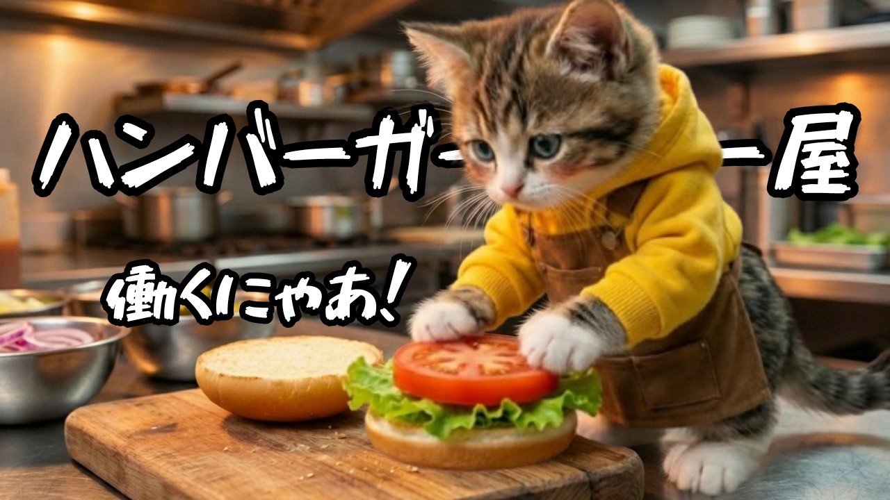 【子猫のミミ】ハンバーガー屋さんで大ピンチ!? ポテト失敗にゃ…🍔🍟 Burger Shop Trouble!? Mimi’s Fry Disaster…