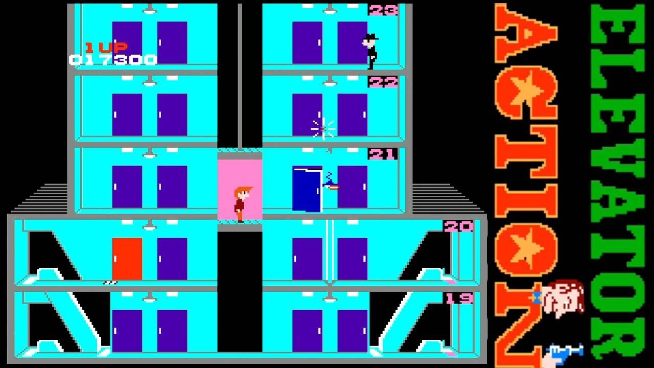 FC『エレベーターアクション』1周4面クリア-1336本目【マルカツ!レトロゲーム】