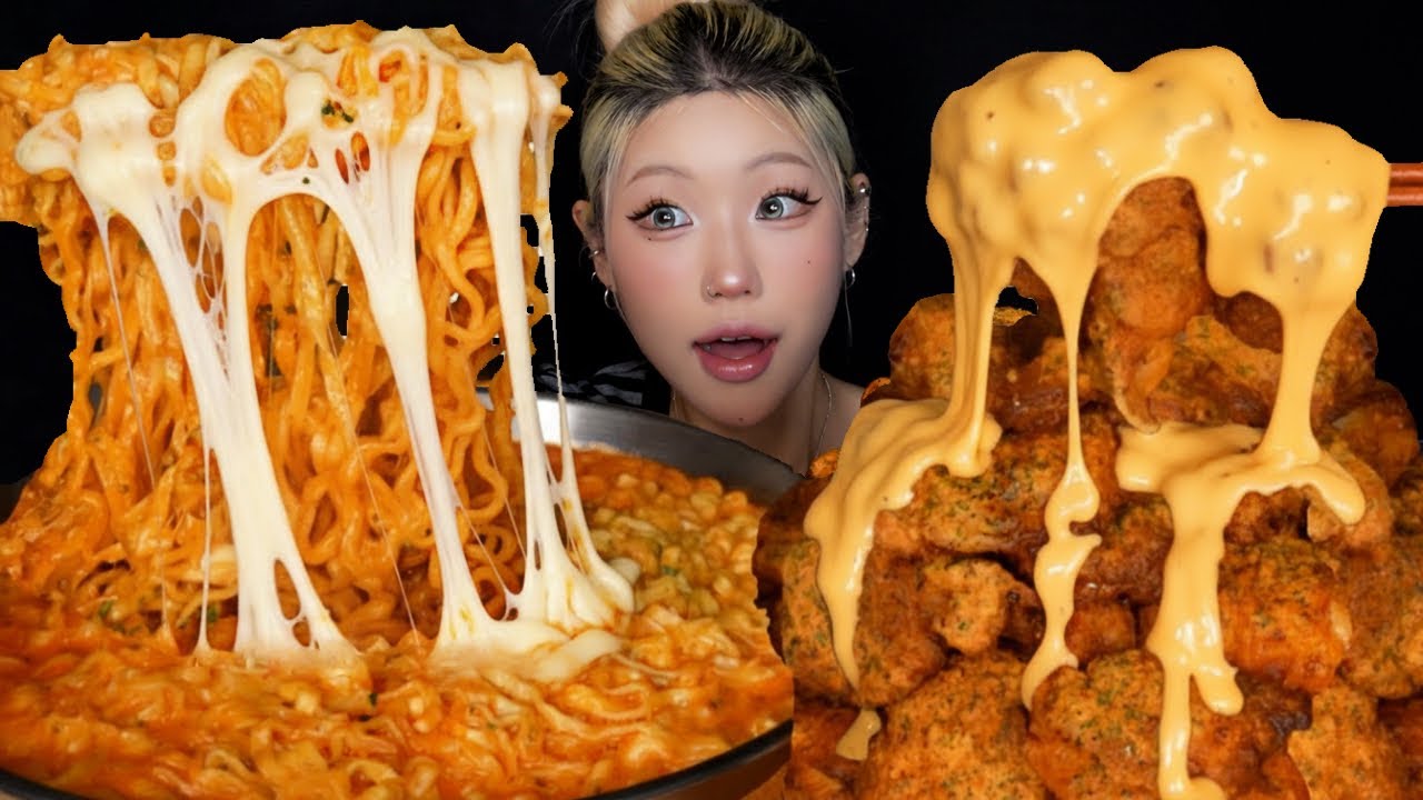 오늘… 정신 제대로 놓고 먹었습니다🤯 꾸덕한 치즈범벅 까르보불닭 × 고추바사삭 먹방 ASMR | CHEESY CARBO BULDAK RAMEN & CHICKEN MUKBANG