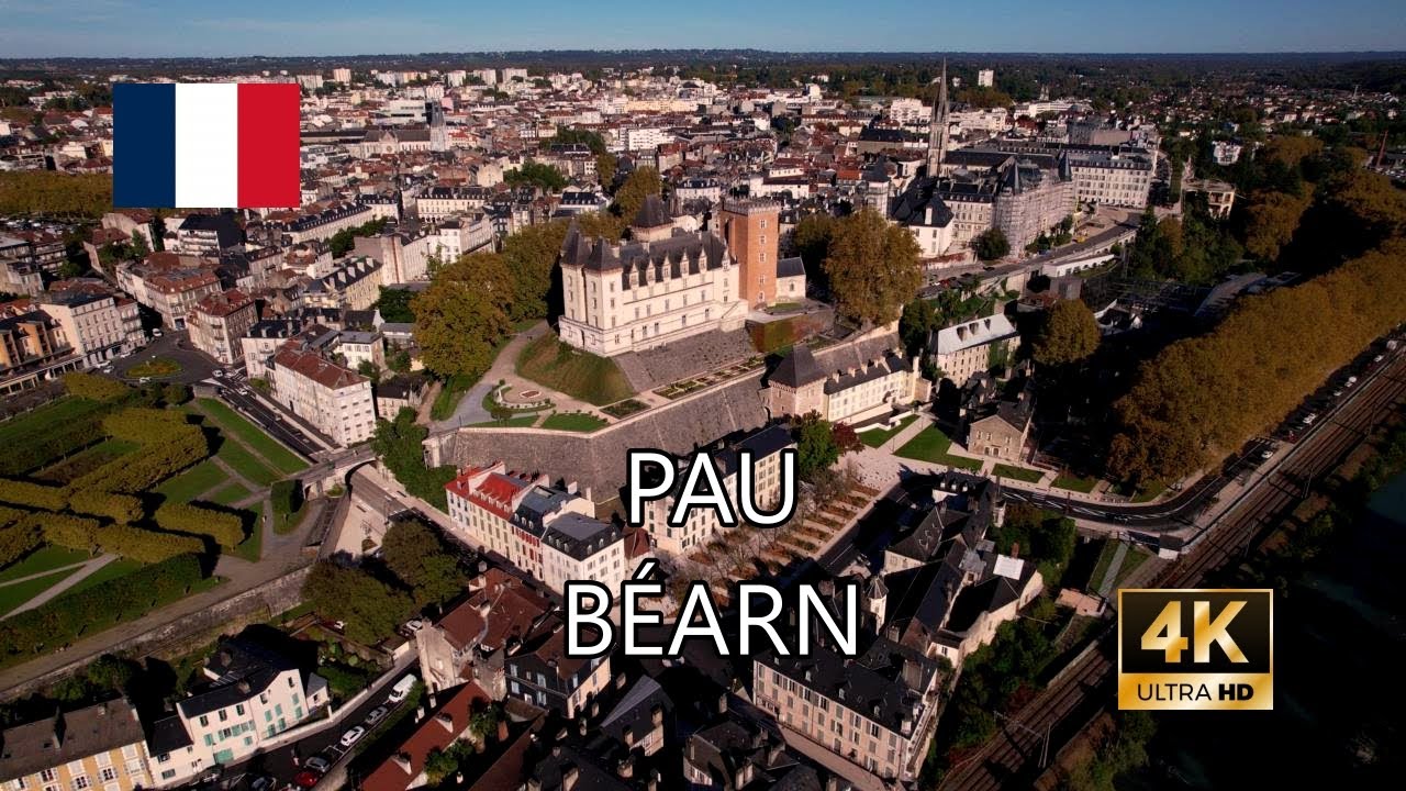 Pau, B&eacute;arn, Pyr&eacute;n&eacute;es-Atlantiques, France - 4K DJI Air2S Drone Footage