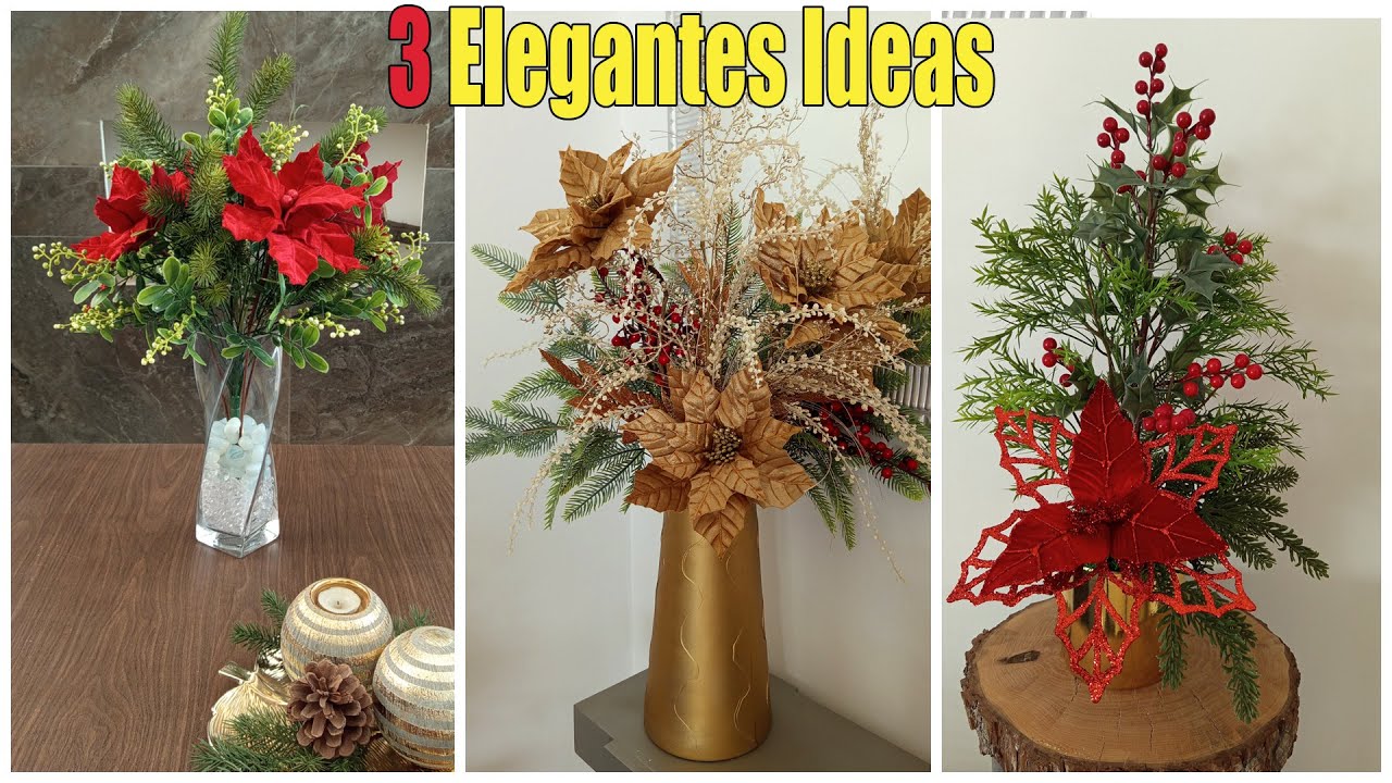 TENDENCIAS NAVIDAD 2025: 3 Arreglos Florales ELEGANTES (F&aacute;ciles de Hacer)
