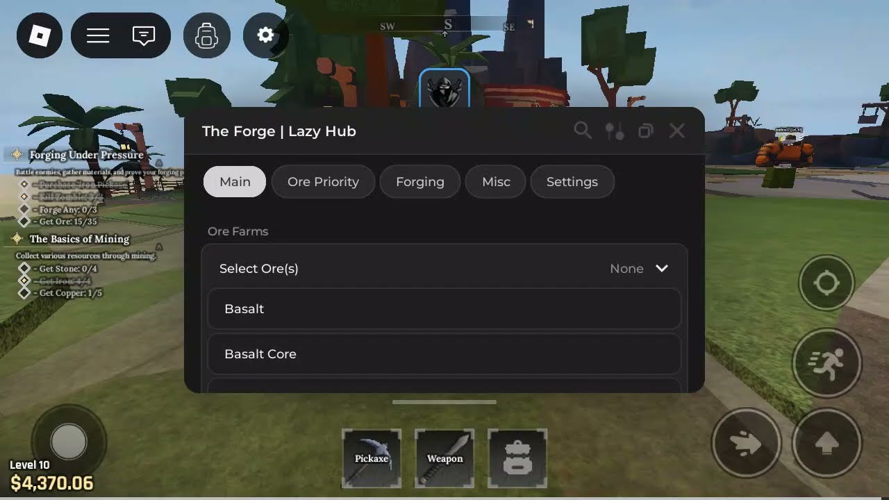The Forge Script by LazyHub - No Key, Auto Mining, Auto Forging, Select Ores types