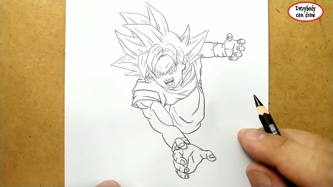 VERY EASY , How to draw son goku dragon ball , manga from japan / learn drawing academy