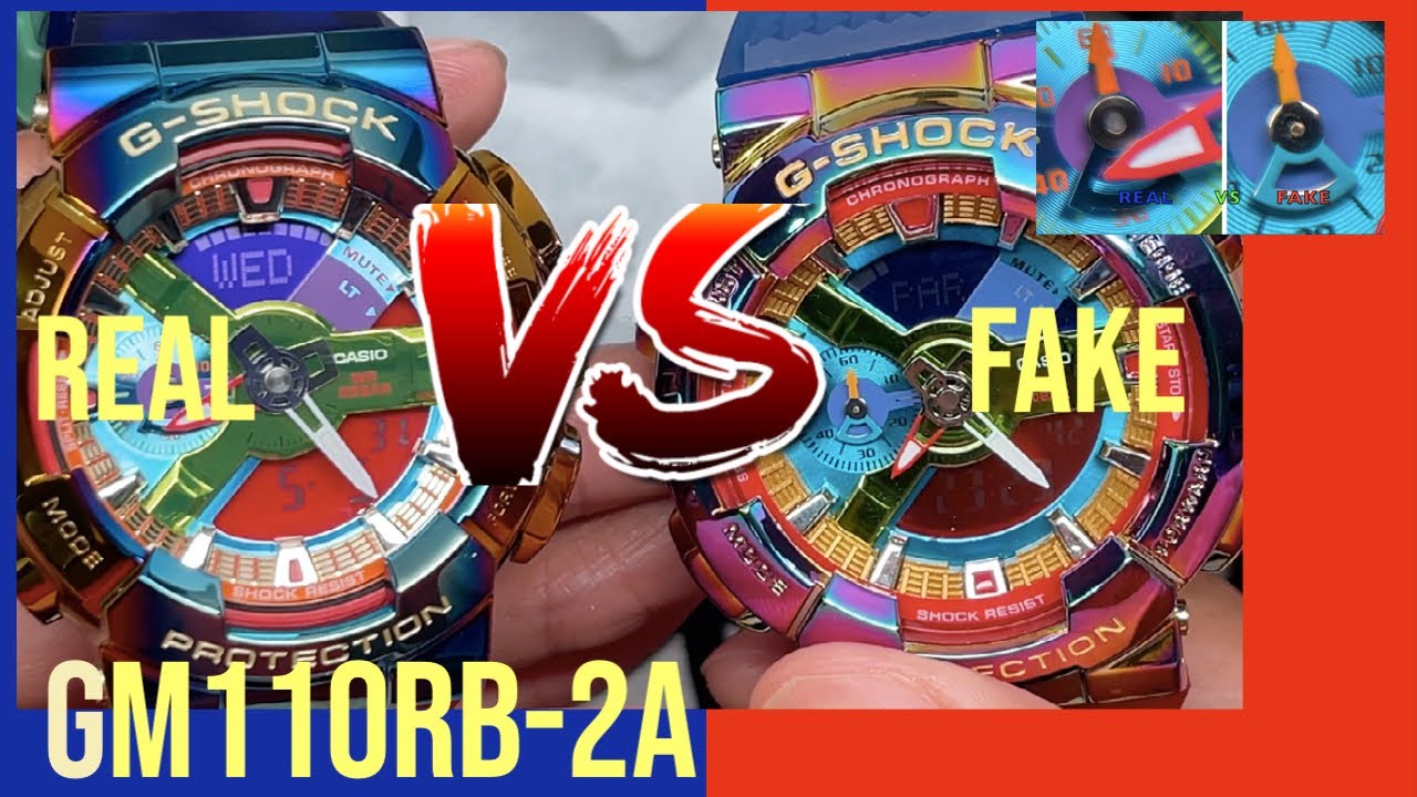 Comparing REAL vs FAKE GM110RB-2A Rainbow G-Shock Watch GM110RB - WAYS to see IF FAKE