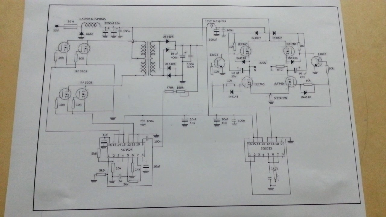Esquema inversor 12v  110v-220v 500w  (version BETA )