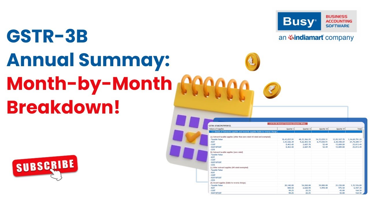 GSTR-3B Annual Summary: Month-by-Month Breakdown! (English) | GST | BUSY