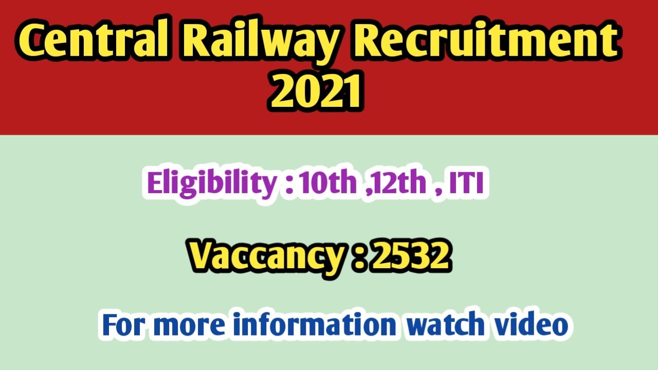 Central Railway Recruitment 2021 | Central Government Jobs 2021