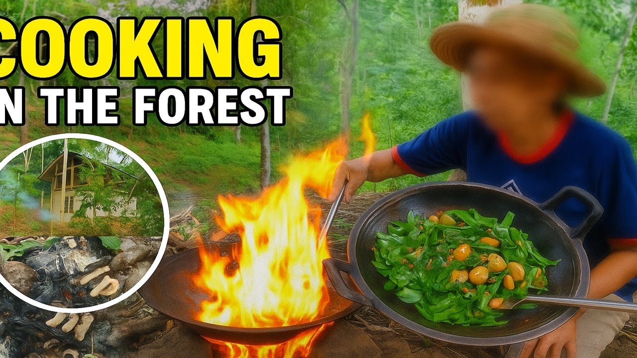 Outdoor Cooking in the Sumatran Rainforest | Cooking Wild Leaves & Forest Vegetables 🌿🔥