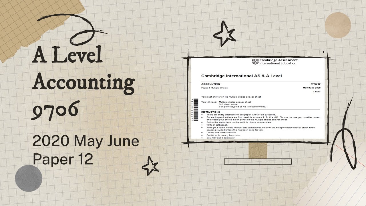 A Level Accounting May June 2020 Paper 12 9706/12