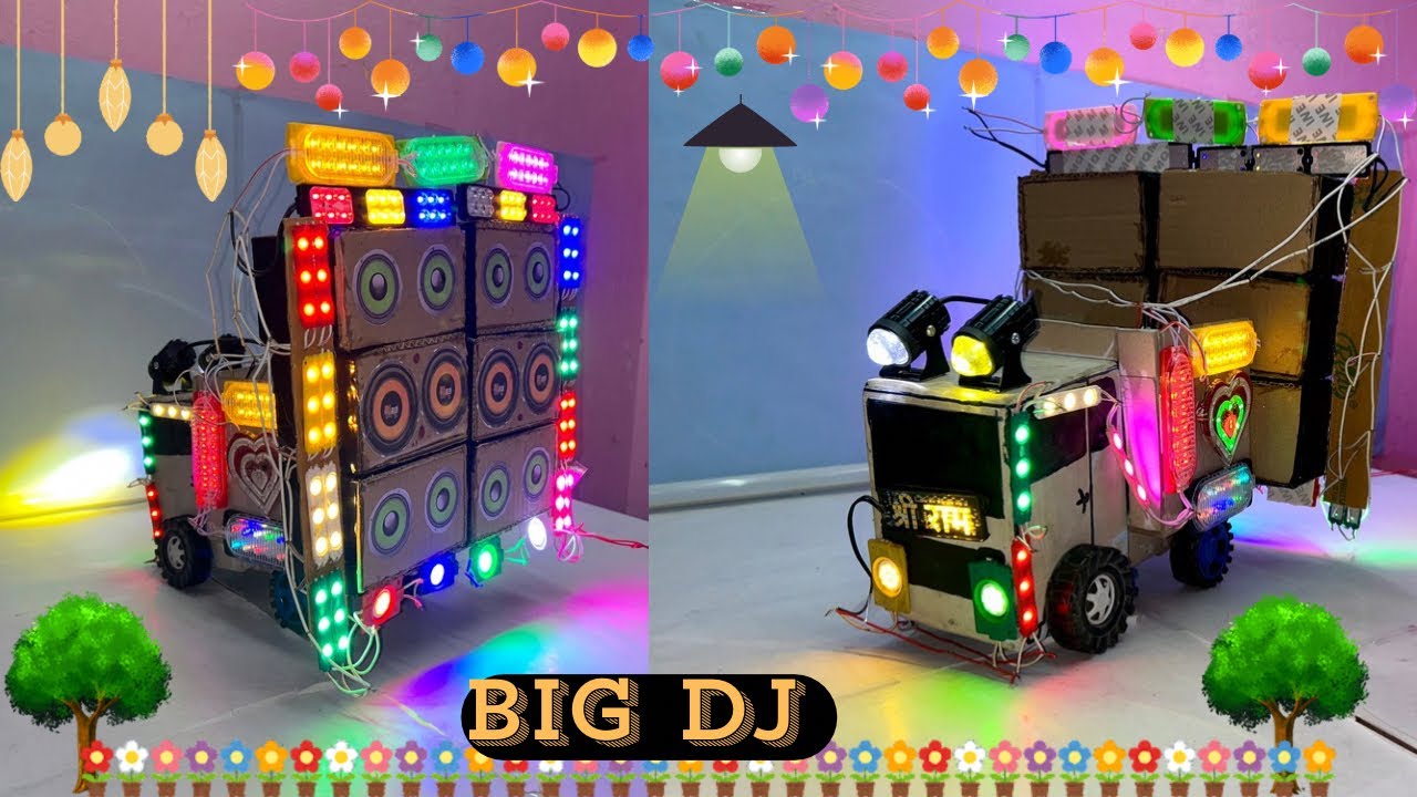 Mini Dj Truck Setup Loading at-home by Cardboard Making Dj truck | Mini Dj Setup |dj wala & dj gadi