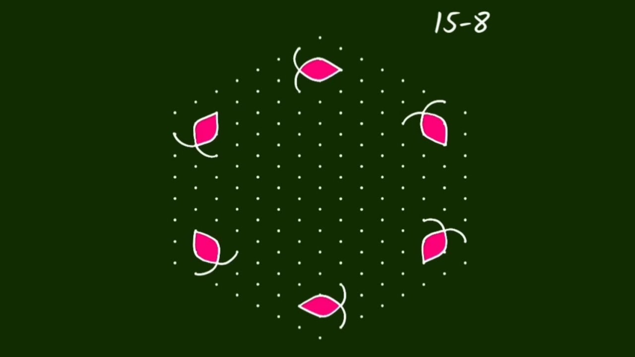 margazhi leaf rangoli designs with dots 15 x 8 dots pongal kolam designs 