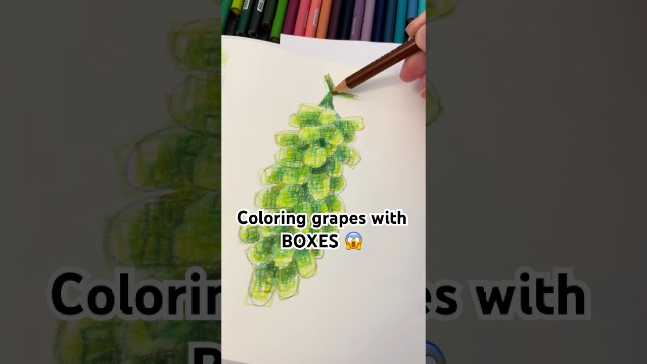 BOX DRAWING grapes 🍇 | unconventional colored pencil art #grape #coloring #fruitart #coloredpencil