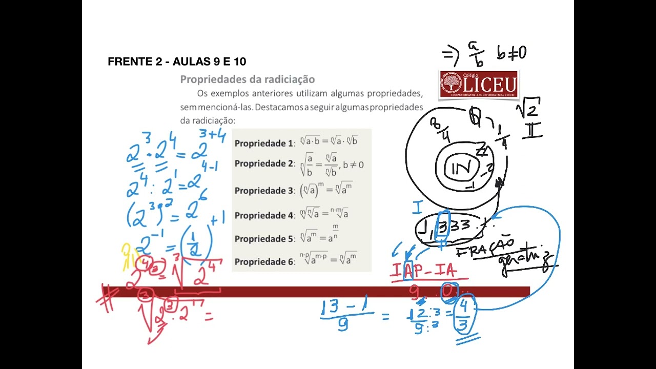 CORREÇÃO DE EXERCÍCIOS DE RADICIAÇÃO