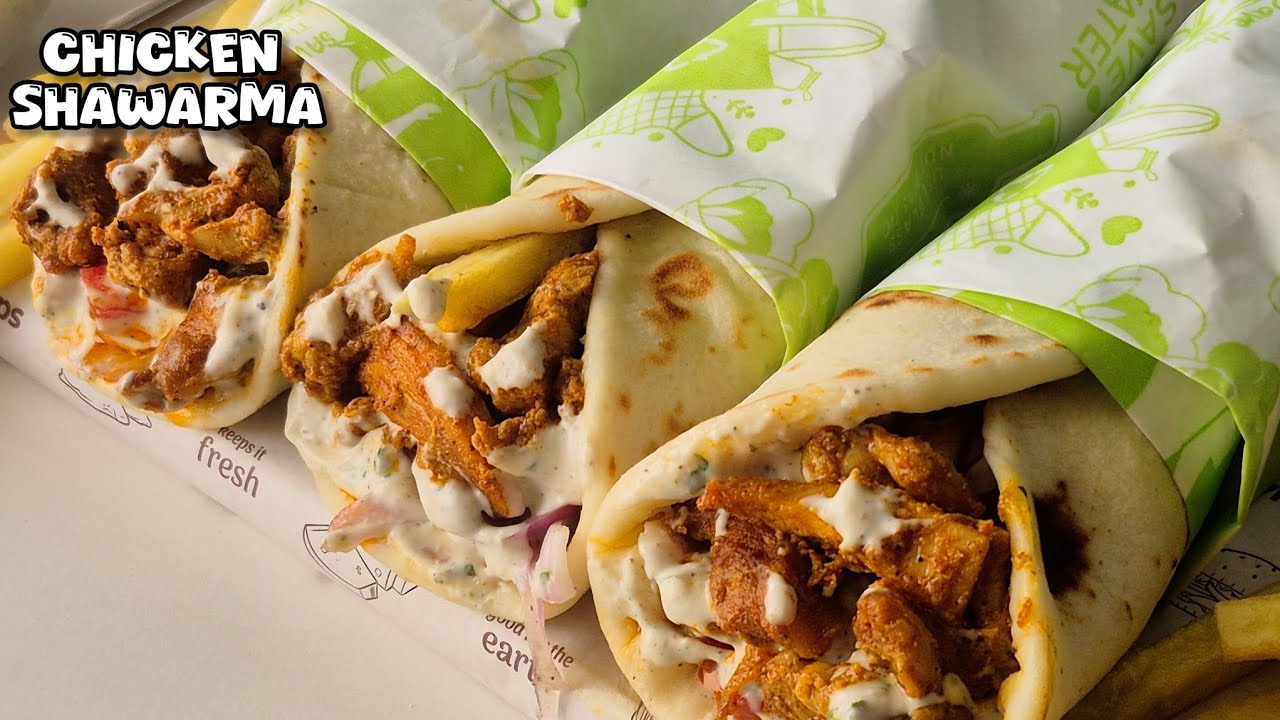 Juicy Chicken Shawarma with Garlic Sauce | Homemade Shawarma Recipe😍 #shawarma #arabicshawarma 