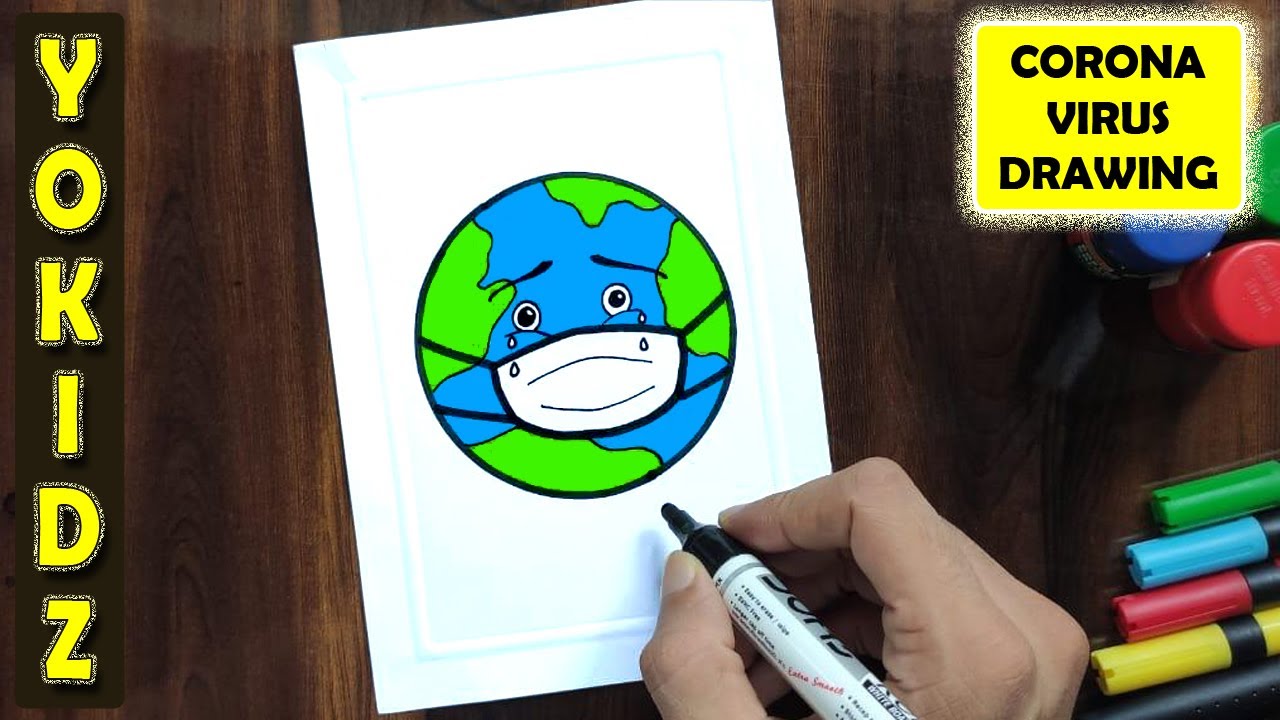 HOW TO DRAW THE EARTH WEARING A MASK | CORONAVIRUS AWARENESS POSTER | AWARENESS SAFETY POSTER