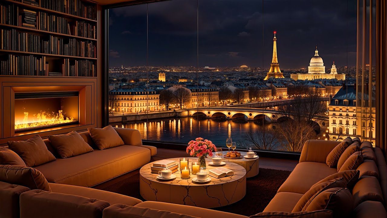 Romantic Paris Night 🌃 Cozy Apartment with Smooth Jazz Saxophone for Relaxing, Studying & Sleeping