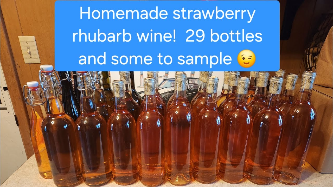 Bottling my homemade strawberry rhubarb wine, yay!  #wine #homemade #diy #yummy #fun #wisconsin #fyp