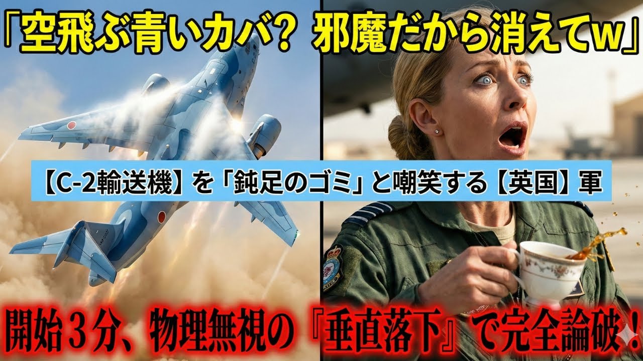 「青いカバは滑走路の邪魔w」→直後、C-2が禁断の『垂直離陸』発動→音速でカッ飛ぶ巨体に、王立空軍エースが失禁寸前！