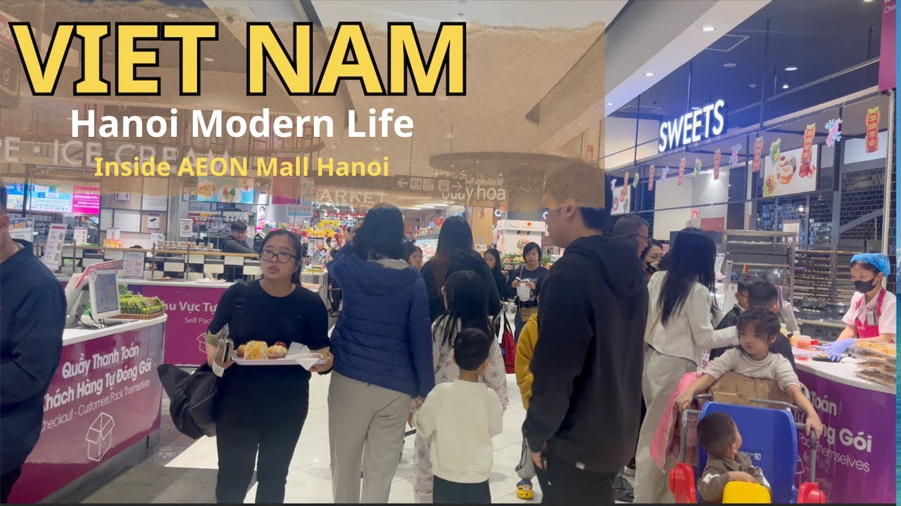 Inside AEON Mall Hanoi 🇻🇳 | Local Food, Shopping & Family Life | Walking 4K in Vietnam