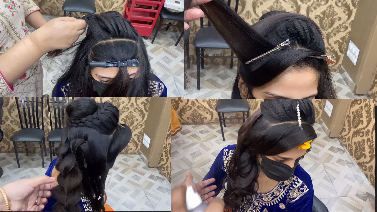 pakistani muslim hairstyle || trending mehndi hairstyle || side front puff with soft layer hairstyle