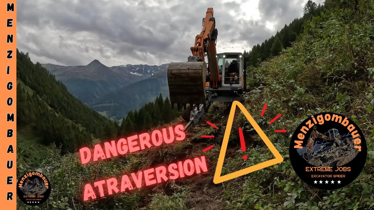 Schreitbagger   Spider Excavator  atraversing the mountain with Menzimuck m335