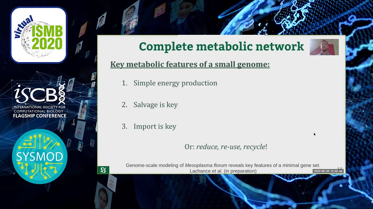 Genome-scale metabolic modelling reveals key... - Jean-Christophe Lachance - SysMod - ISMB 2020