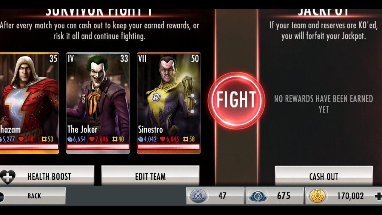 Survivor Mode Gameplay: How to win Four Fights in a row || INJUSTICE GODS AMONG US