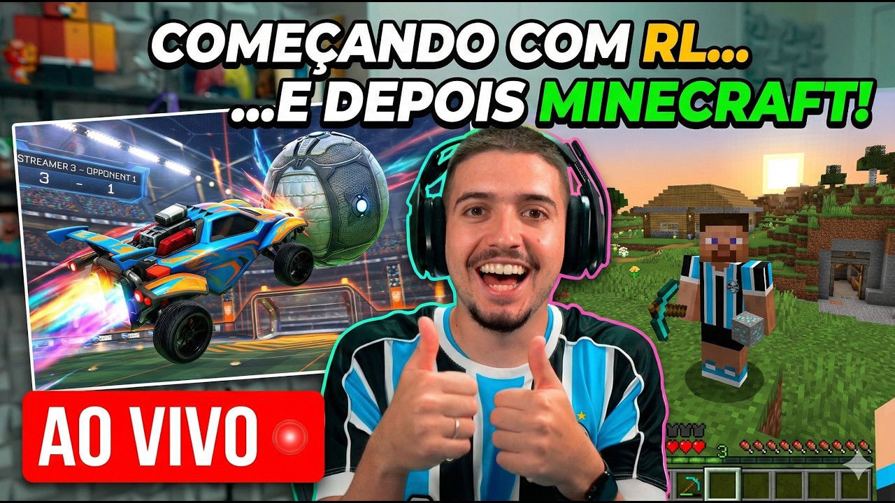 ROCKET LEAGUE E DEPOIS MINECRAFT SURVIVAL (GELEIA LAND)