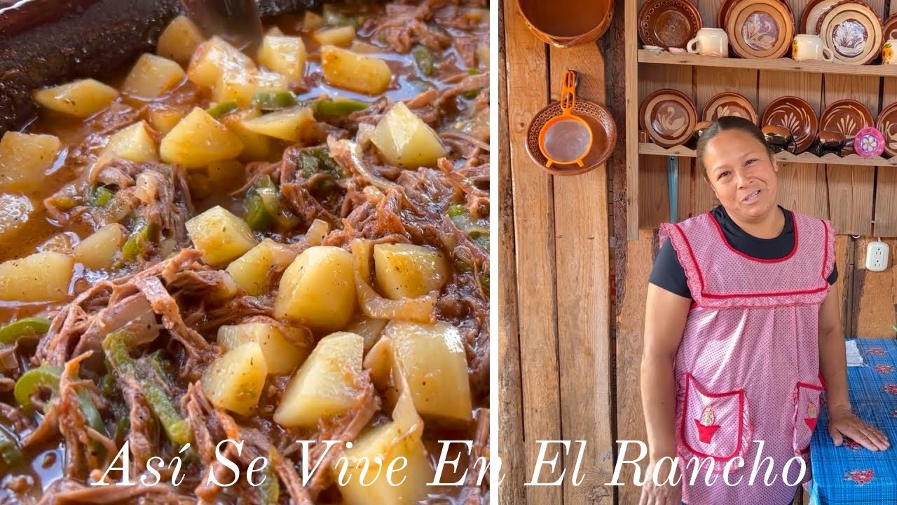 Receta Rendidora Carne Deshebrada Con Papas y Chile Así Se Vive En El Rancho