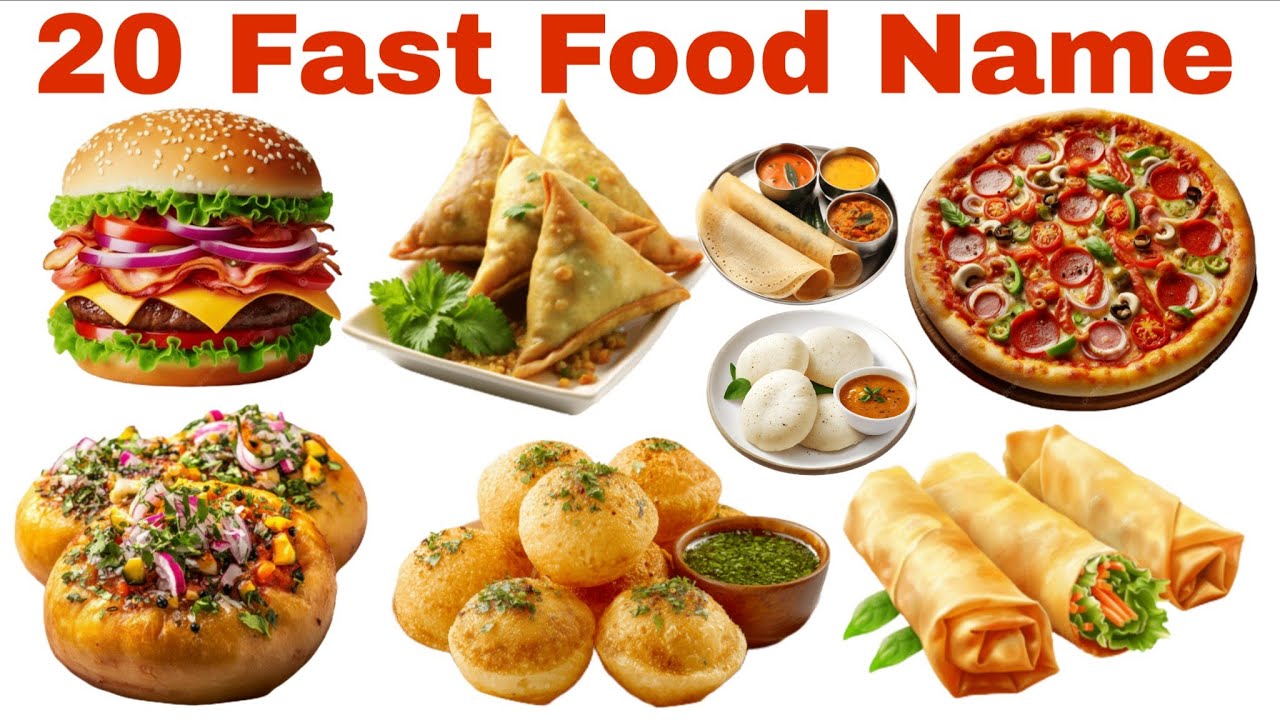 20 Fast Food Names for Kids |Food NamesKids Educational Video |English Food Words