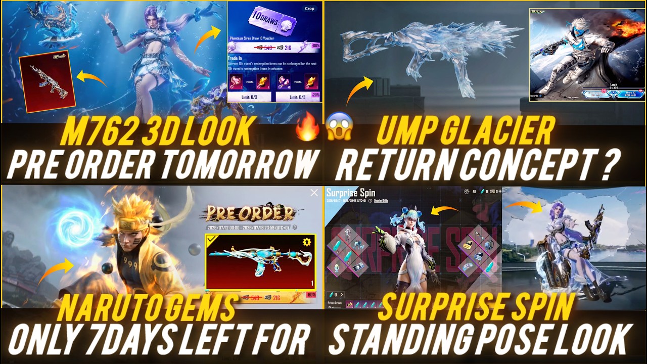 🔴 4.5 PRE ORDER COMING TOMORROW 🔥😱 NAURTO GEM EXIPRE DATE✅ UMP GLACIER RETURN INFO🔥NEW M762 3D LOOKS