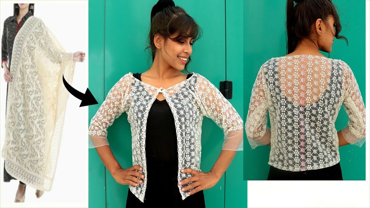 Convert Old SAREE/ DUPATTA  into SHRUG | Diy Smart Jacket in 5Minutes