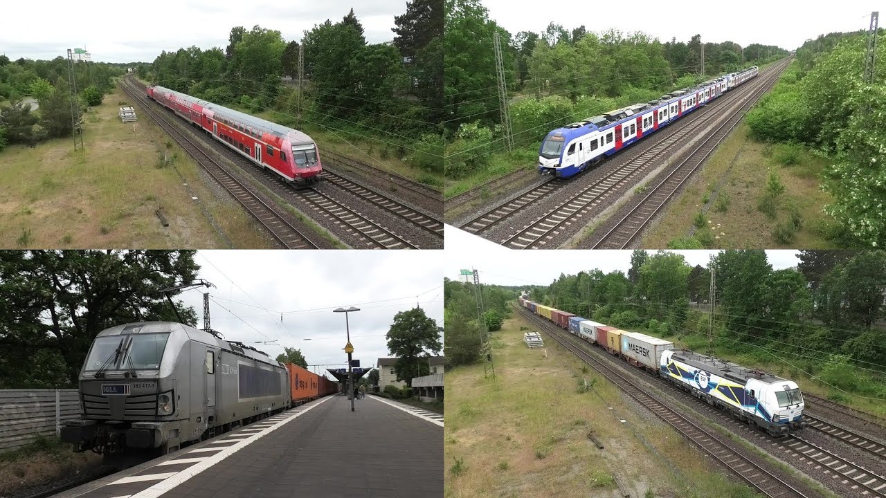 Bahnverkehr in Burgdorf mit WFL Ersatzzug, Güterzügen und S-Bahn