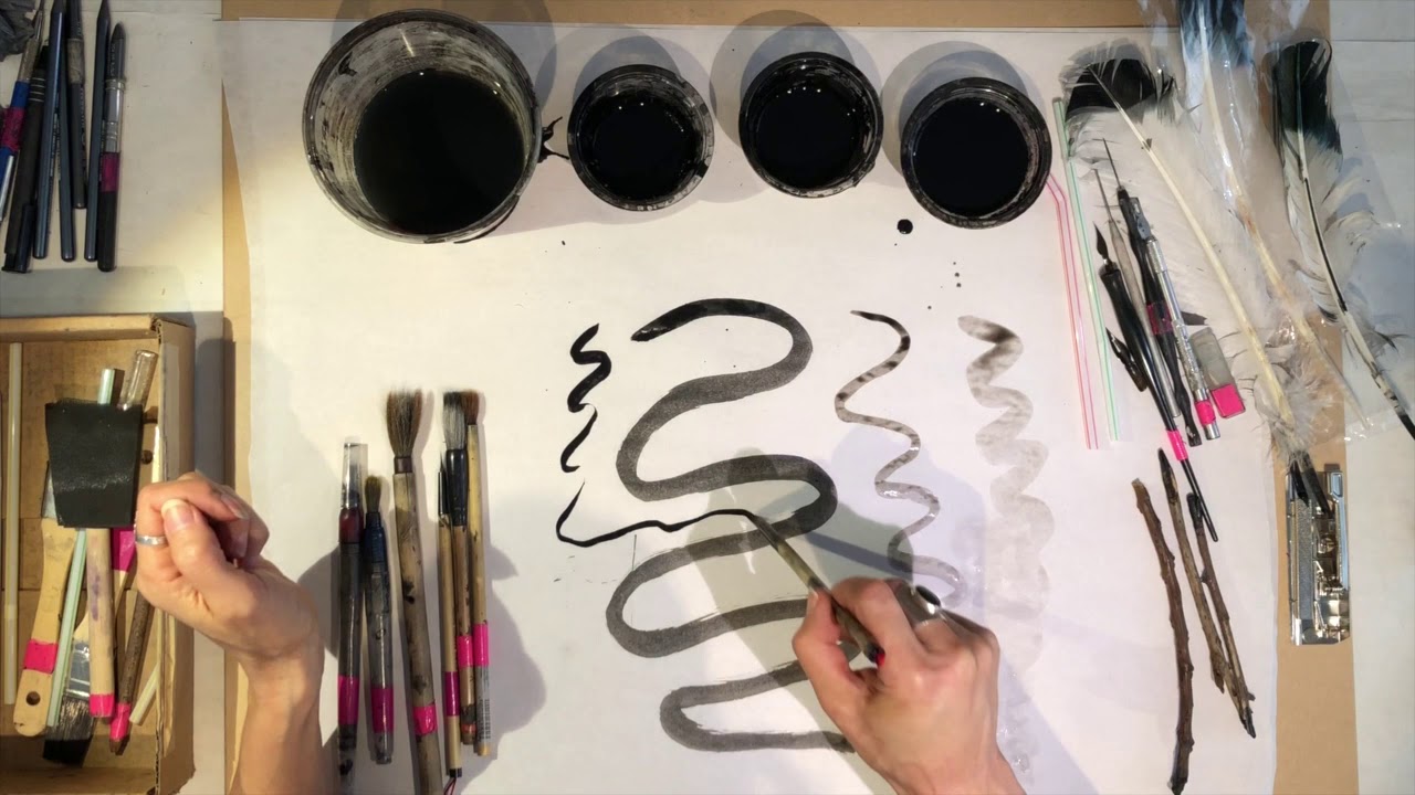 Demonstration of using Ink with a Brush and Wash
