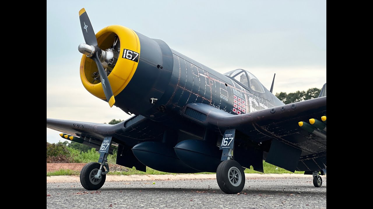 VQ Model - F4U Corsair 30cc size  - Blue /Yellow version with Saito FA-200R3