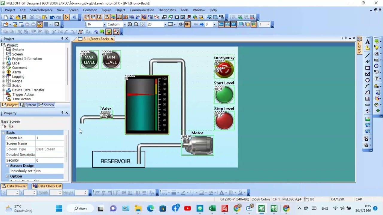 FB/FUN Water level in the tank GX Works 3 GT Designer 3
