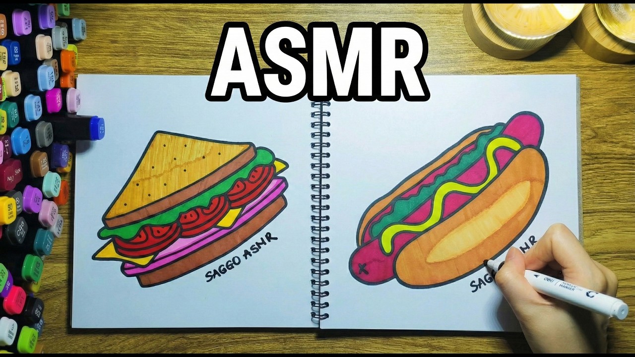 20 MIN ASMR | colorea conmigo Coco Wyo Food Drink SWEETS (Fast Food) #coloring #ohuhumarkers