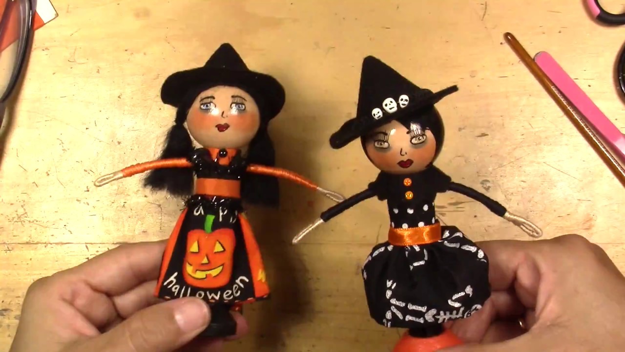 tutorial clothespin Halloween dolls