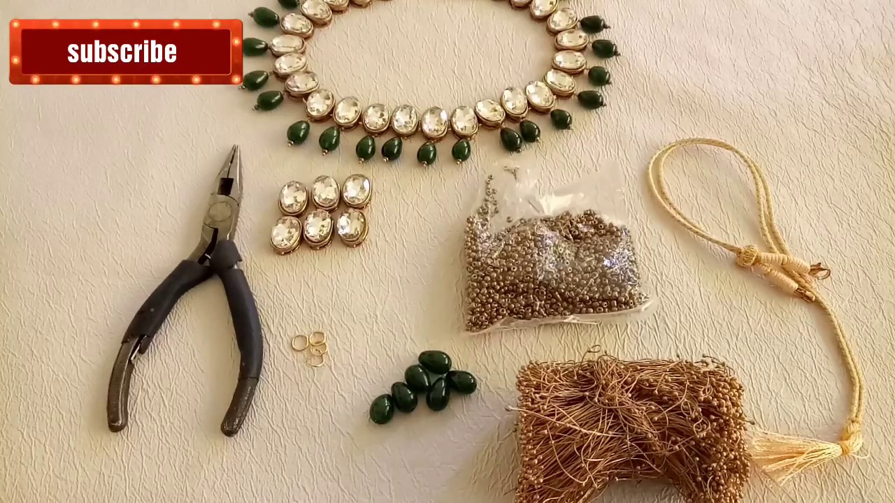 (हिन्दी मे)Tutorial/Beautiful kundan necklace making/DIY Party wear necklace making....