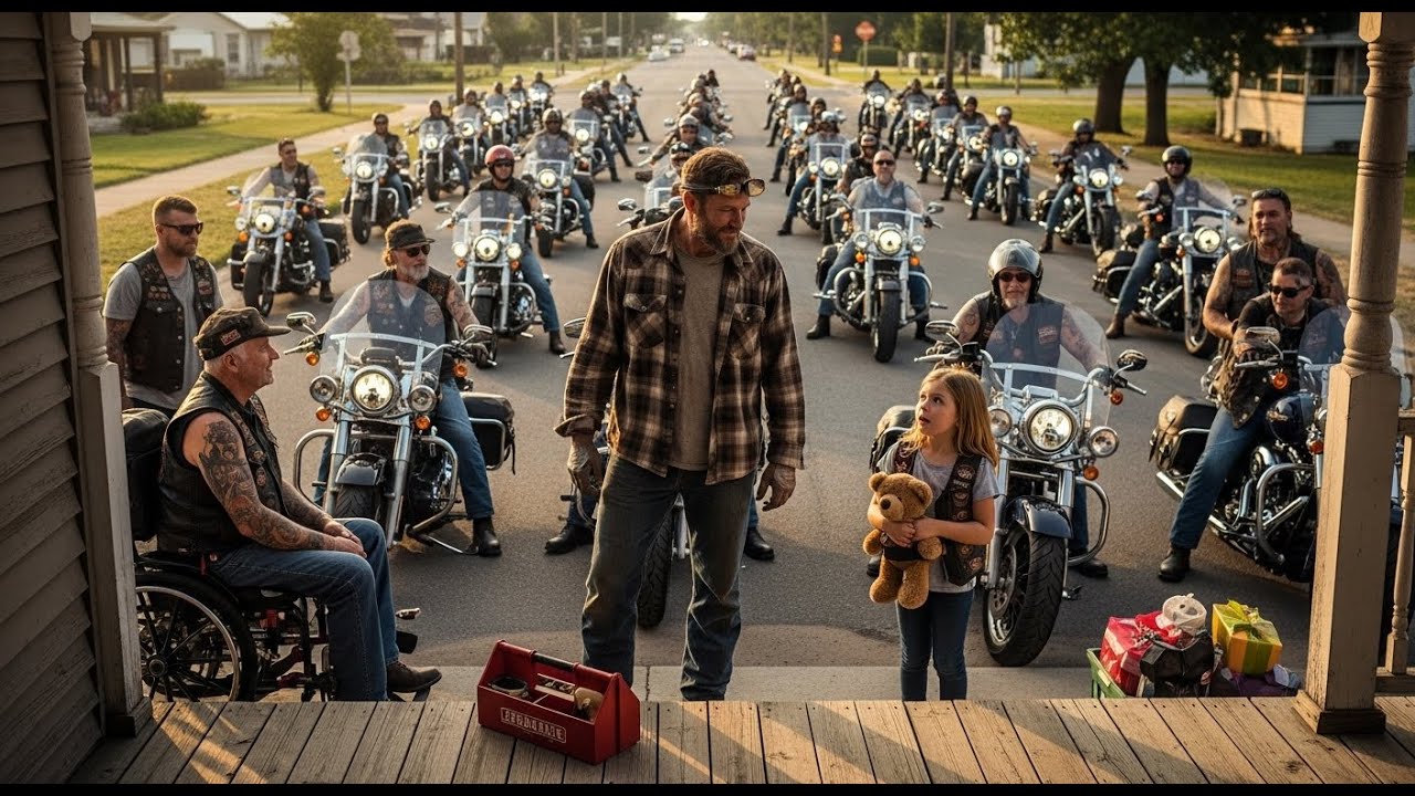 Single Dad Repaired a Biker’s Wheelchair Ramp… Next Day Hells Angels Sent 40 Riders in Thanks