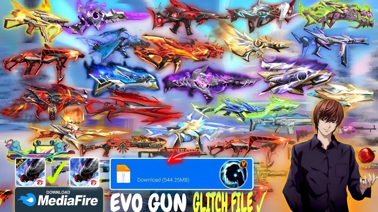 ‼️ALL EVO GUN SKIN GLITCH FILE‼️ FF + FF MAX ☑️100% WORKING .✔️ANTIBAN. ❌NO PASSWORD 
