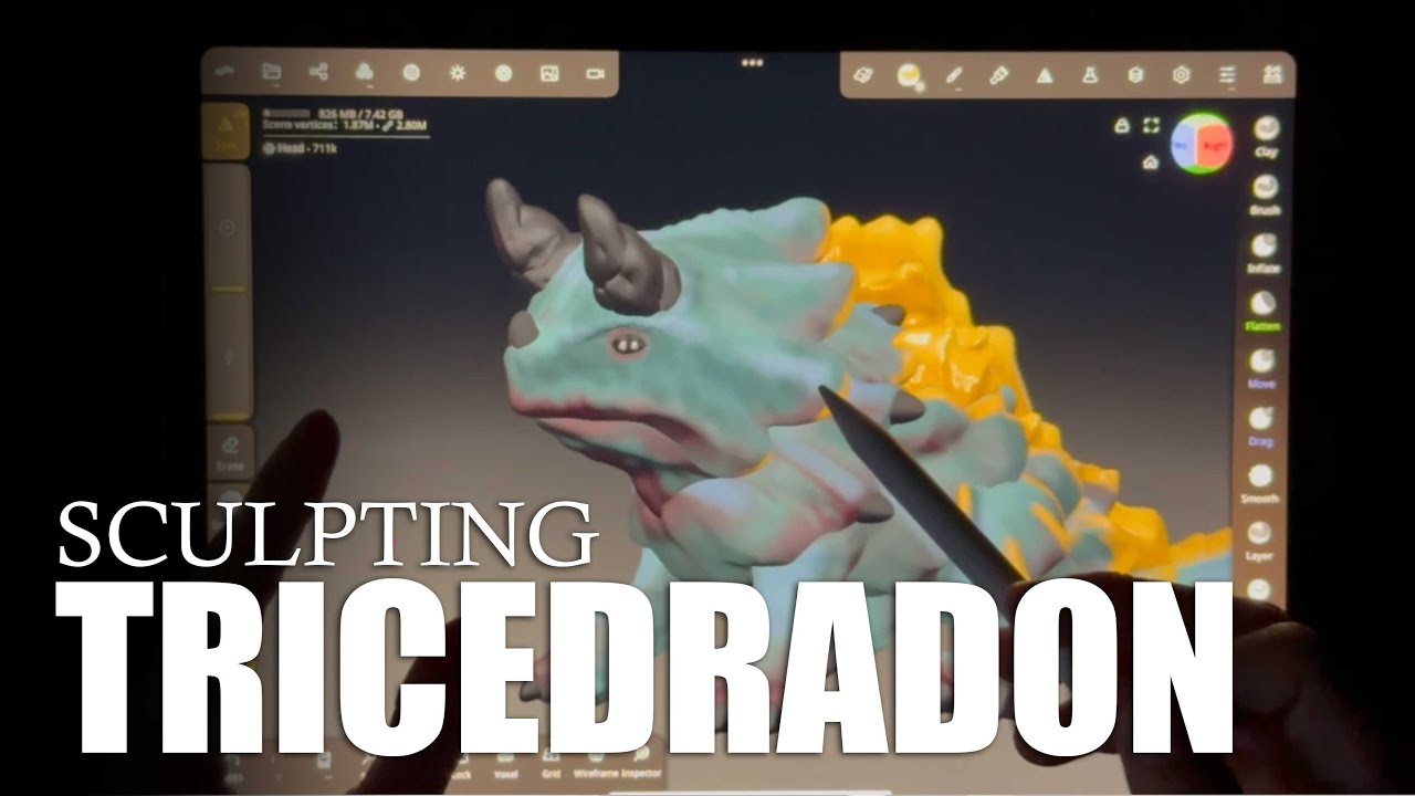 3D Sculpting a Triceratop Dragon Hybrid