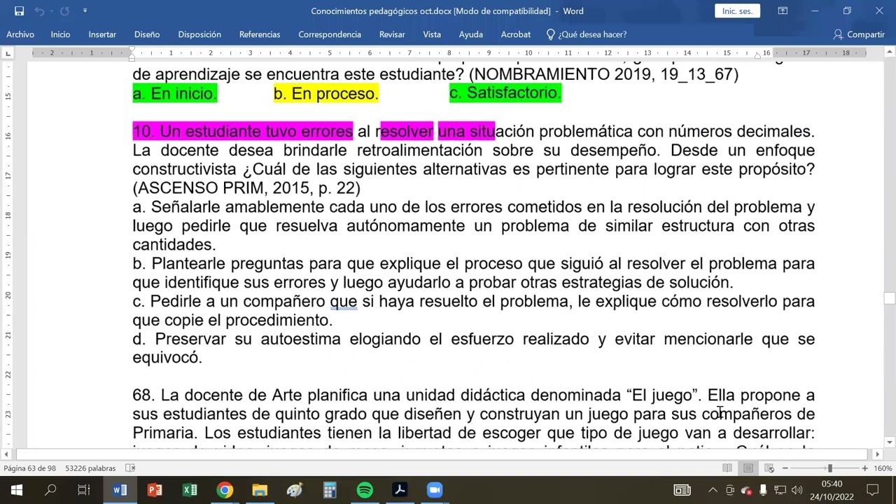 Retroalimentación en casuísticas