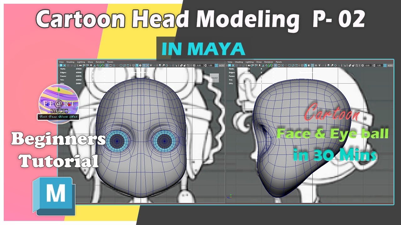3D Cartoon Head modeling in Maya Pt. 02 || Face and Eyes Basics for Beginners in Hindi #facemodeling