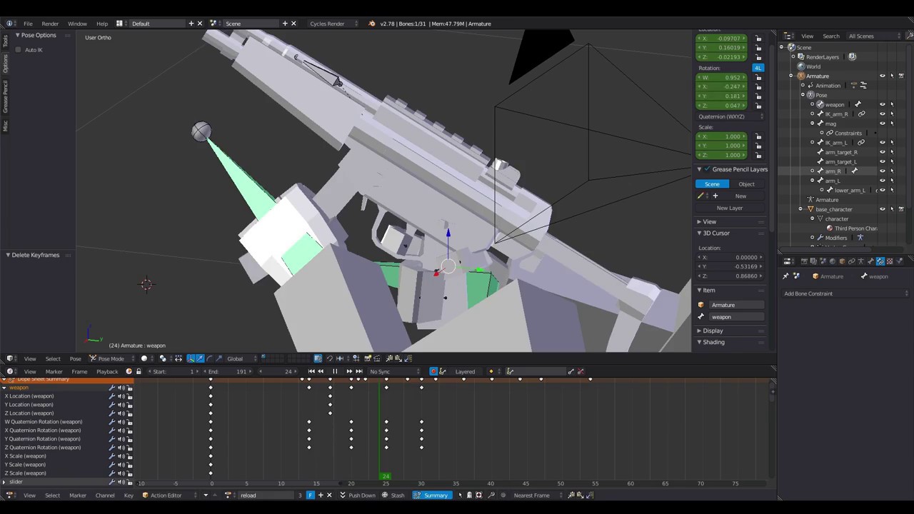 Blender - FPS Reload Animation Timelapse
